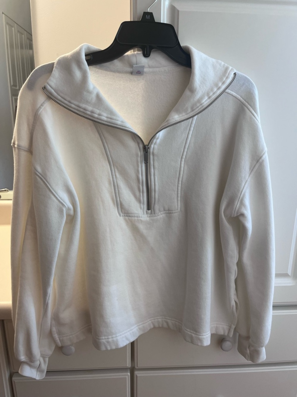 Old Navy White Half-Zip Pullover Sweatshirt